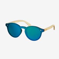 Hybrid Bamboo Green Mirrored Sunglasses