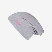 Summer Beanie Grey with Pink Dots and Logo
